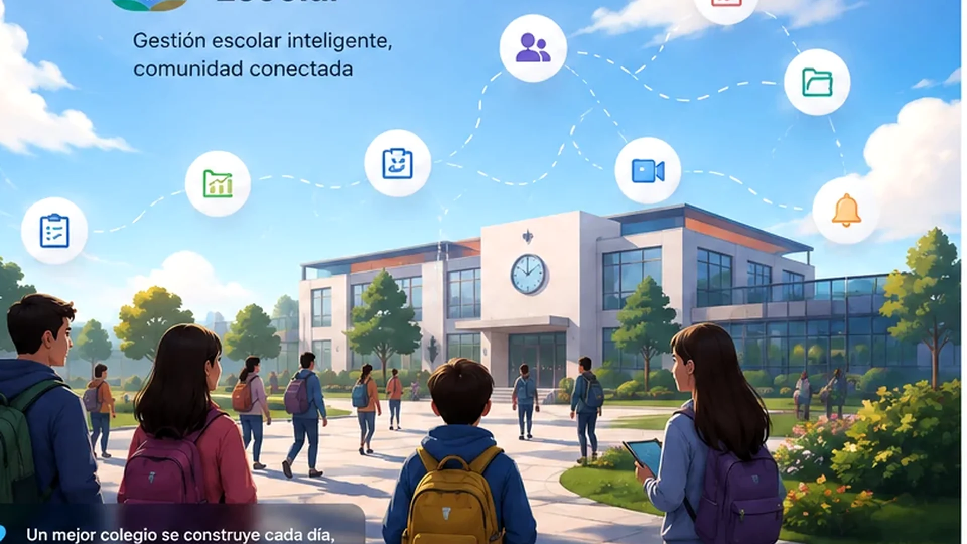 Comunidad educativa utilizando tecnología